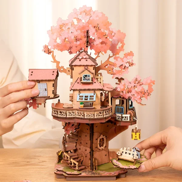 ROBOTIME Model Kits to Build Sakura Tree House 3D Wooden Puzzles Home Decor Gift for Adults - Image 6