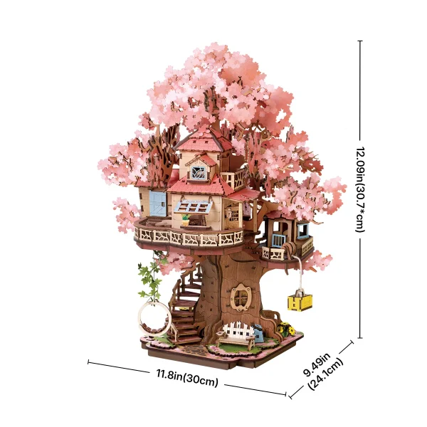 ROBOTIME Model Kits to Build Sakura Tree House 3D Wooden Puzzles Home Decor Gift for Adults - Image 2
