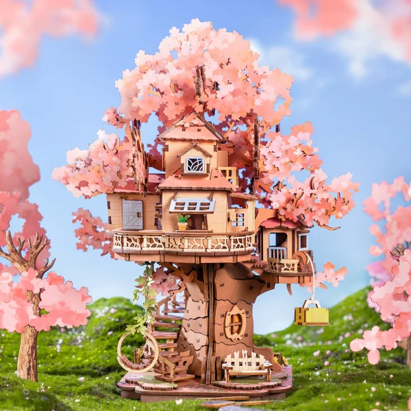ROBOTIME Model Kits to Build Sakura Tree House 3D Wooden Puzzles Home Decor Gift for Adults - Image 4