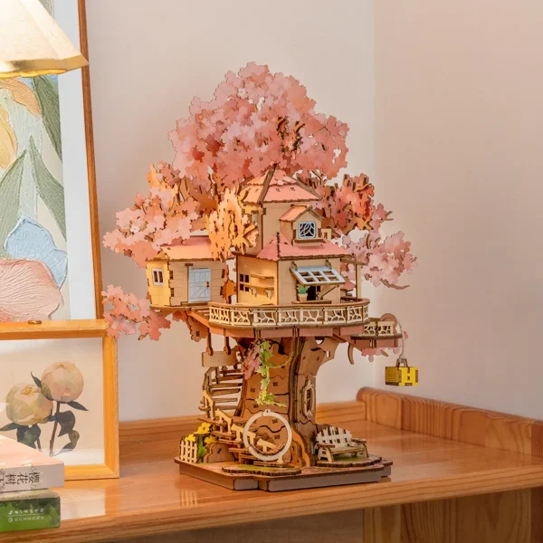 ROBOTIME Model Kits to Build Sakura Tree House 3D Wooden Puzzles Home Decor Gift for Adults - Image 3