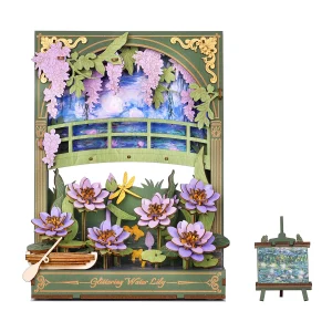 ROWOOD 3d Wooden Puzzle with LED Light Flower Model Kits Tabletop Display Wall Art Deco Puzzle Gifts for Adults Teens