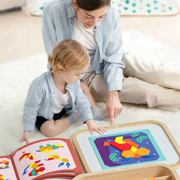 288pcs Wooden Magnetic Geometry Creative Puzzle Refrigerator Color Magnet Graphic Learning Brain Puzzle Toys Holiday Gifts - Image 2